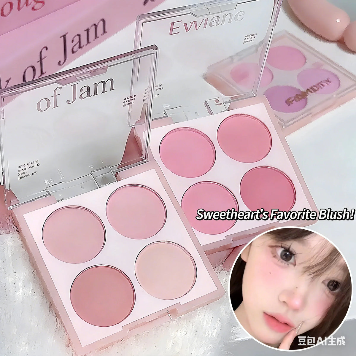 4 Colors Matte Blush Powder Set - Sweet Warm Tone Face Makeup Cheek Brightener Cosmetic Illuminator for Enhanced Facial Beauty