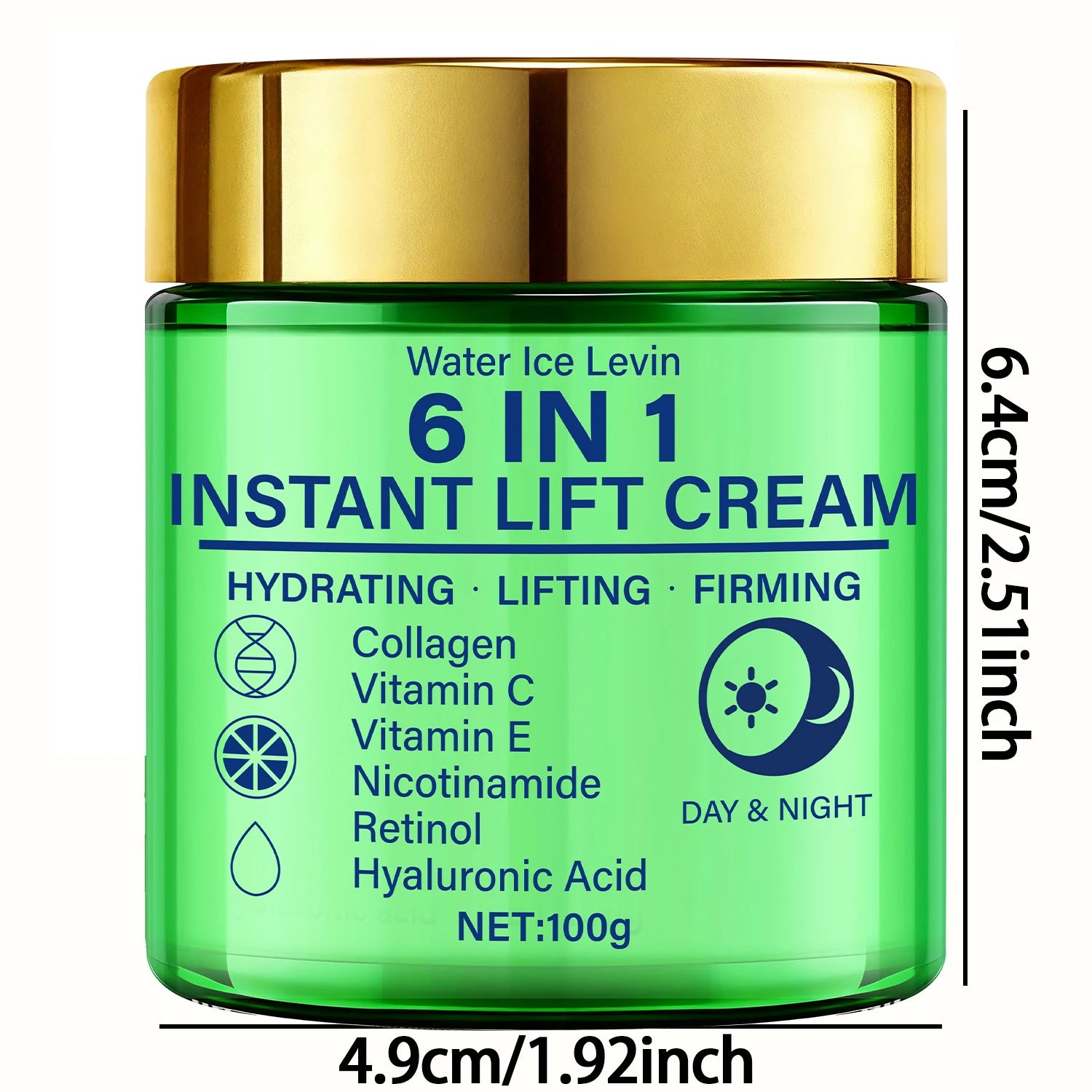6-in-1 Instant Lift Cream Collagen Vitamin C Retinol Blend. Hydrates, Lifts, Firms Skin. Day Night Use. Visible Tightening. 100g.