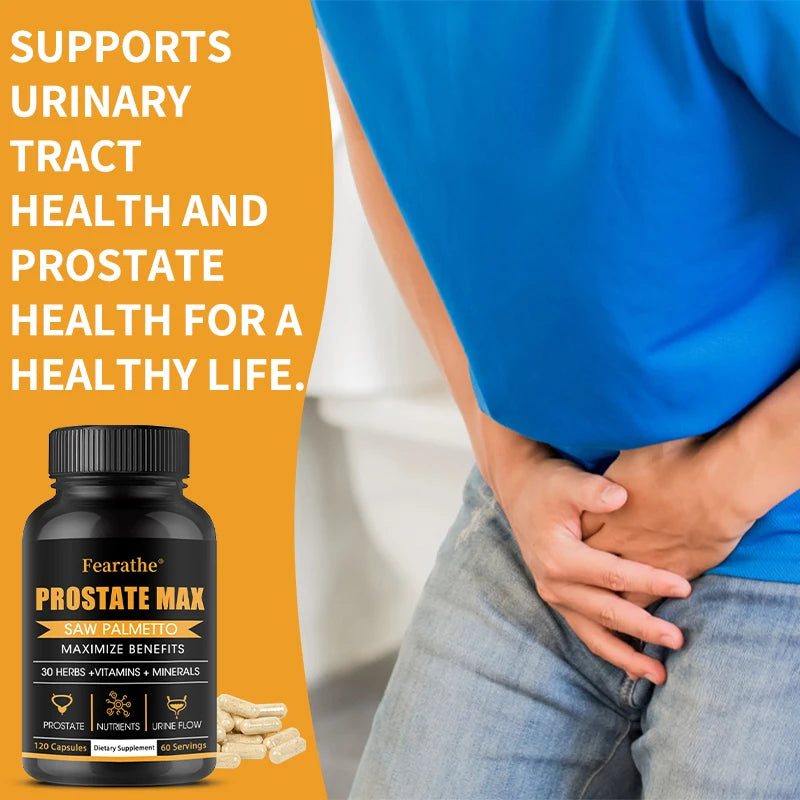 Saw Palmetto Prostate Supplement - 30 Plant Extracts, Vitamins & Minerals for Men's Prostate Health, Urination & Hair Growth