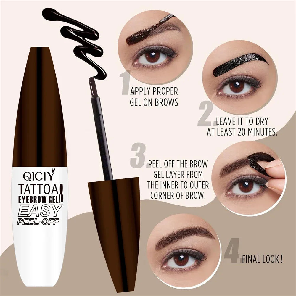 Waterproof Peel-off Eyebrow Tint Gel Black Long Lasting Film Forming Eyebrow Dye Cream Natural Eyebrow Makeup Semi-permanent