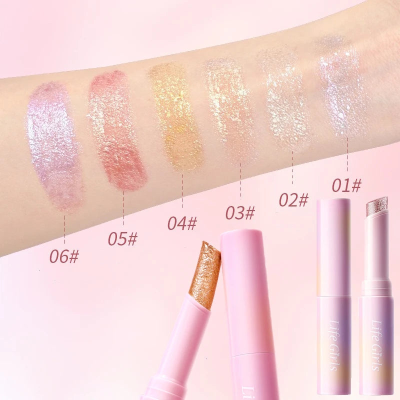 Watery Jelly Eyeshadow Stick Multi-Color Pearlescent Glitter High-gloss Eyeshadow Crystal Fine Shiny Eyeshadow Highlighter Stick