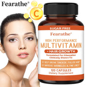 Multivitamin + Hair Growth Capsules, Plus Vitamins A, C, D, E, and B, for Thicker Hair, Skin Care, and Immune Health