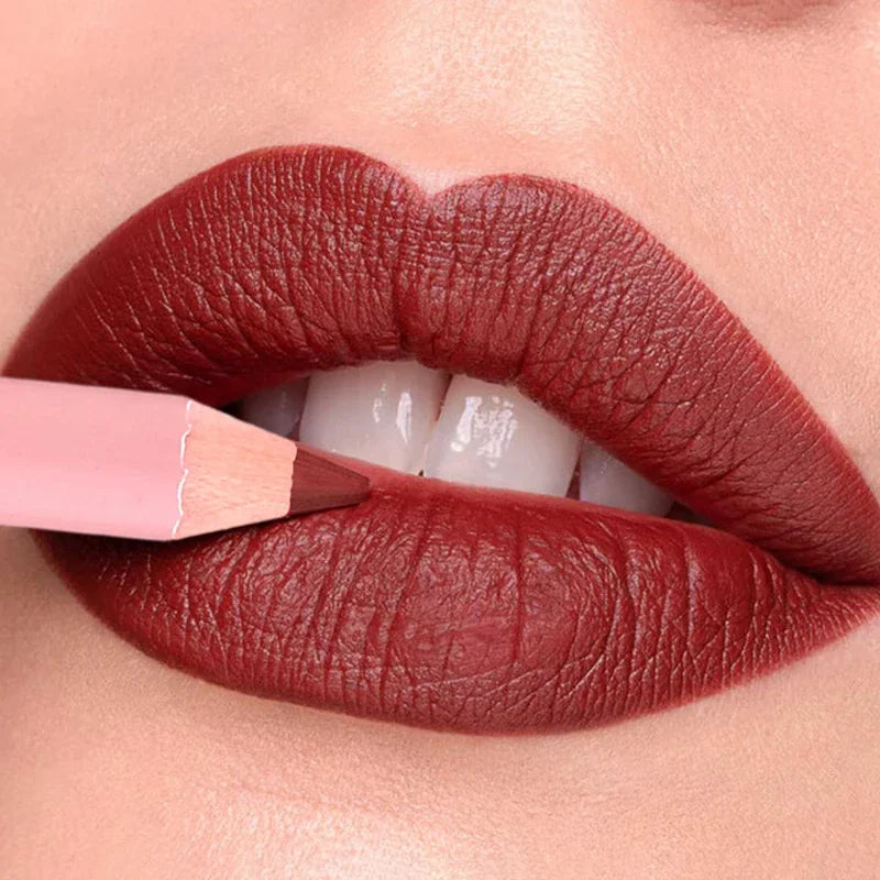 Nude Matte Lipstick Pencil Lipliner 12 Colors Waterproof Lip Liner Outline Lips Contour Makeup Matte Red Lipsticks Pen Cosmetics