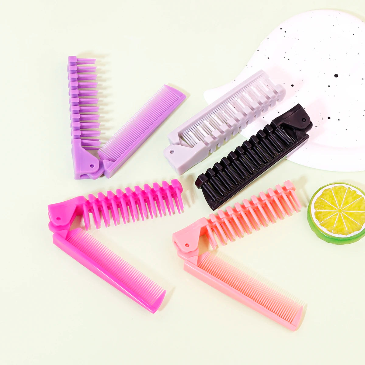 Portable travel folding comb brush anti-static styling massage comb professional hair styling tool Special for real hair wigs