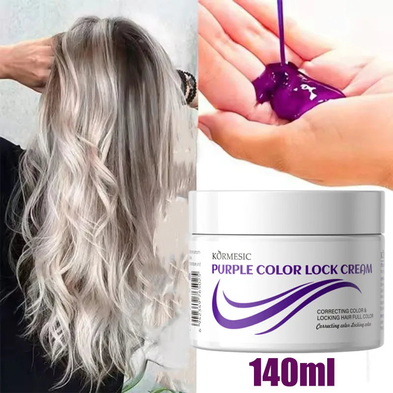 Color Fixing Purple Cream Lock Color Cover Gray Hair Fade Yellow After Bleach Hair Dye Long Lasting Non-irritating Nourish Care