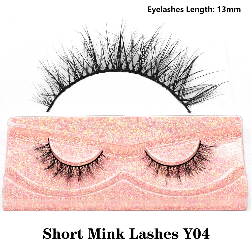 FOXESJI Real Mink Fluffy Short Eye Lashes Extension Wispy Soft Natural Short False Eyelashes Daily Wear Full Strip Lashes Makeup
