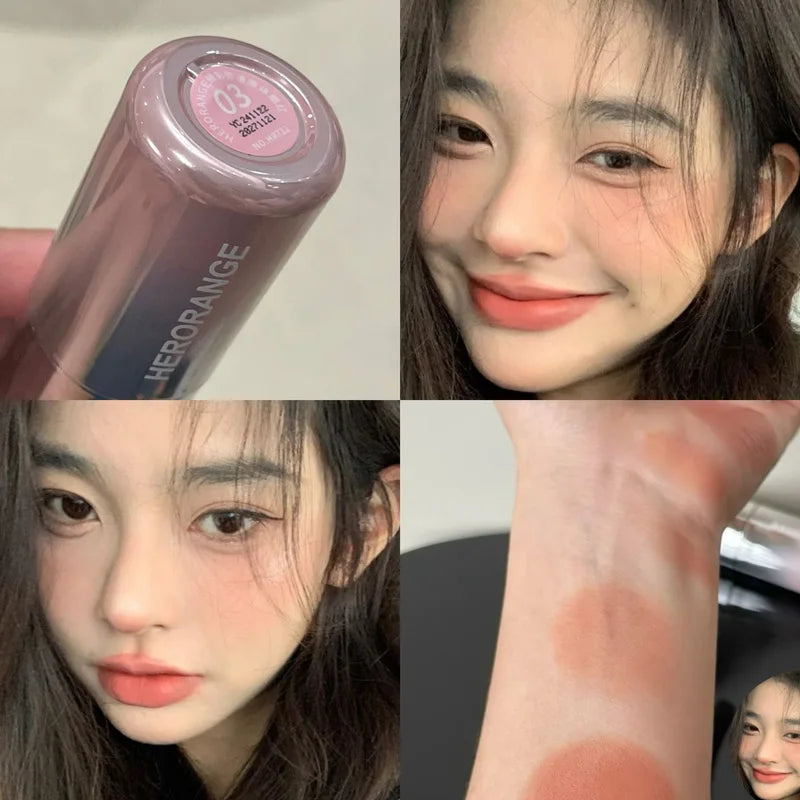 Herorange Liquid Blush Stick with Sponge Tip Waterproof Long Lasting Multi-Use for Lips Cheeks Gift