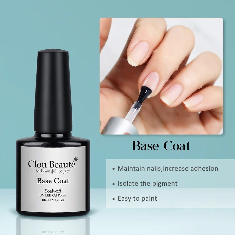 Clou Beaute 15ml Red Black White Green Neon Gel Nail Polish Base Top Coat Velvet Top 400 Colors Semi Permanent Gel Nail Varnish