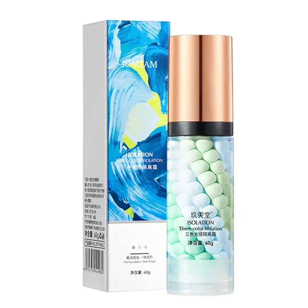 Face Makeup Primer Tri-color Cream Contour Color Isolation Waterproof Makeup Foundation Natural Makeup Base Cream 40g