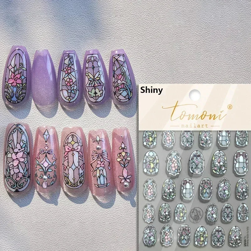 1 pc 5D sunflower nail stickers rose daisy cherry blossom self-adhesive nail art stickers oil painting style decorative sticker