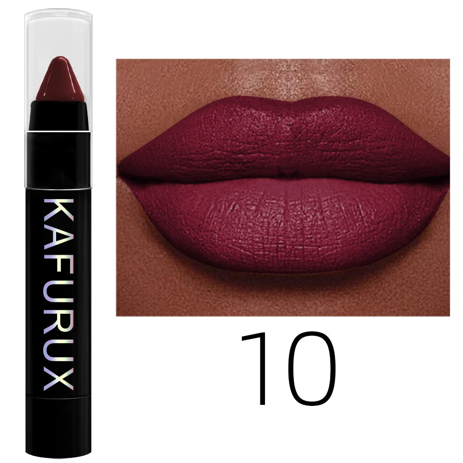 15 Colors Nude Velet Matte Lipstick Pencil Waterproof Long Lasting Red Brown Pink Lip Liner Pen Non-Stick Cup Makeup Lip Tint Pe