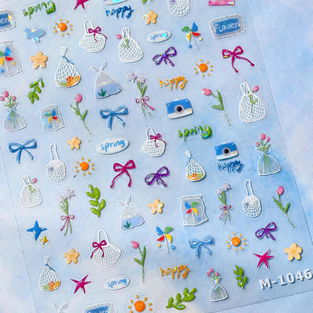1Pcs Bronzing Nail Stickers Gold Silver Retro Bohemian Style Totems 3D Self Adhesive Nail Art Decorations Stickers Manicure Deca