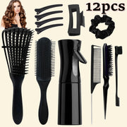 12pcs Detangling Brush Set, 200ml Continuous Spray Bottle, Premium Wide Tooth Comb, Scalp Massager Shampoo Brush, Brush Set with