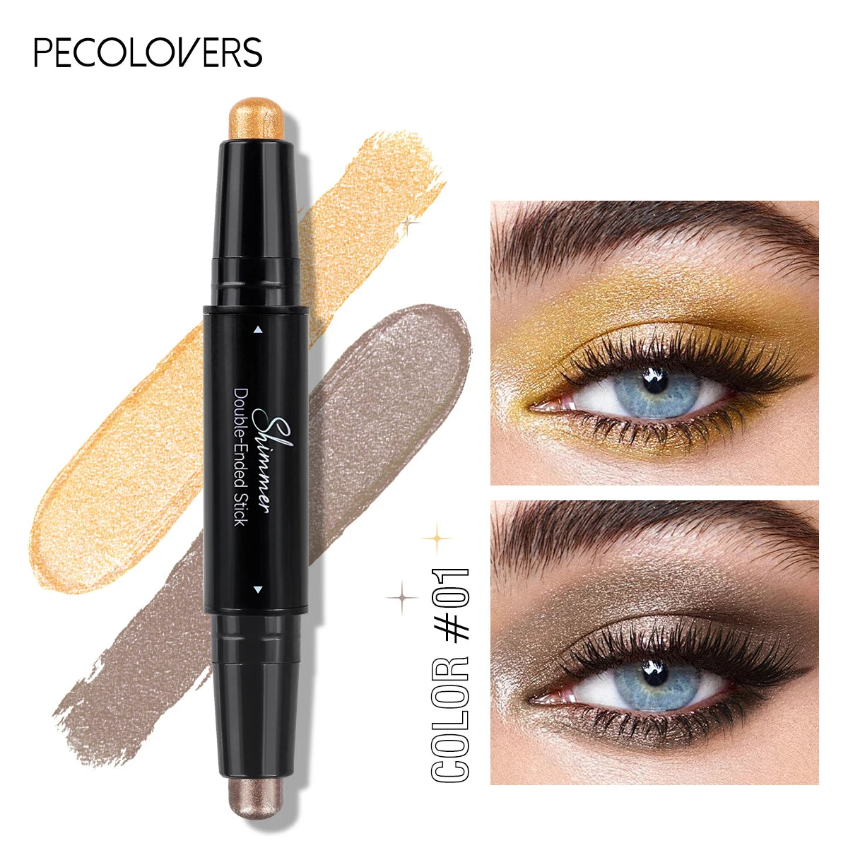 Shimmer Brown Double Head Eyeshadow Stick Colorful High Waterproof Cream Eyes Shadow Pencil Long Lasting Makeup Cosmetic