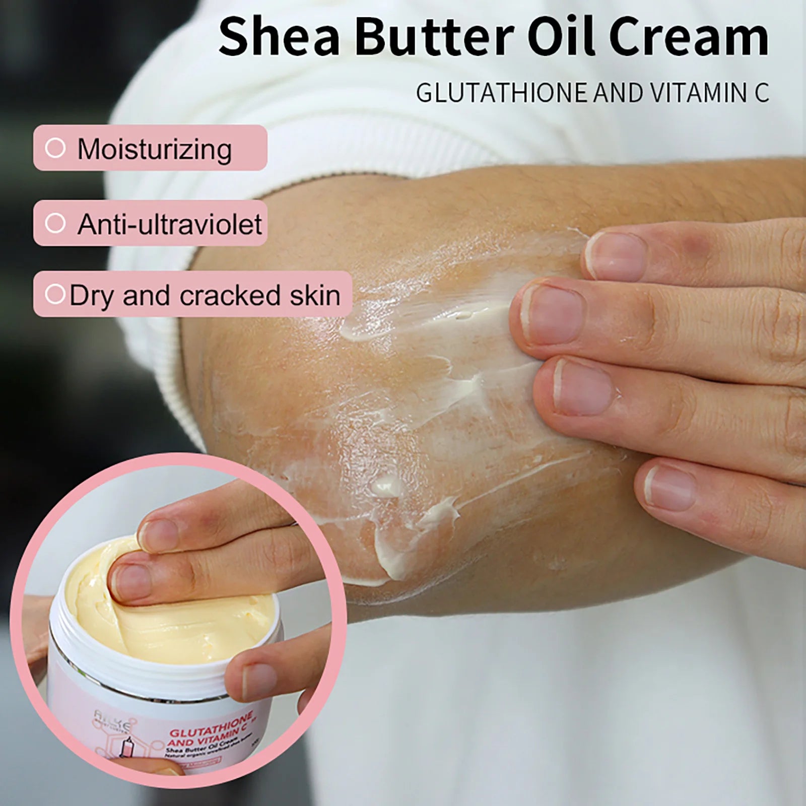 AILKE Glutathione & Vitamin C Shea Butter Cream, Brightening, Deeply Moisturizing, Smooth Skin, Face and Body Butter Cream,100ml
