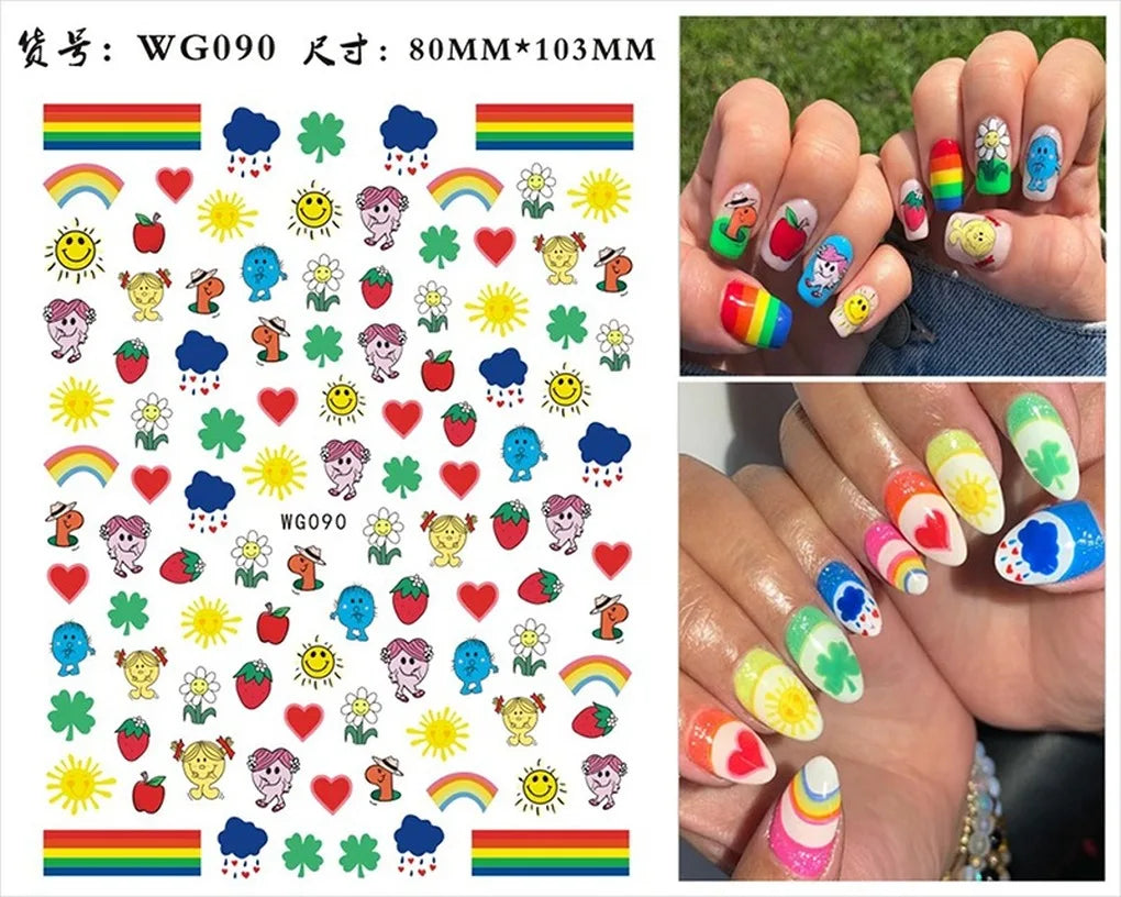 3D Yellow Smile Nlail Art Stickers Nail Decals for Nails Smile Face Manicure Japanese Design DIY Cute Nail Decals Accessories