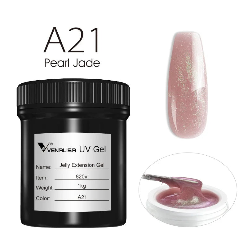 VENALISA Jelly Gel Large Volume 1L Jelly Nude Collection Not Burning Soak Off UV LED Soft Extension Gel Nail Gel Nail Manicure