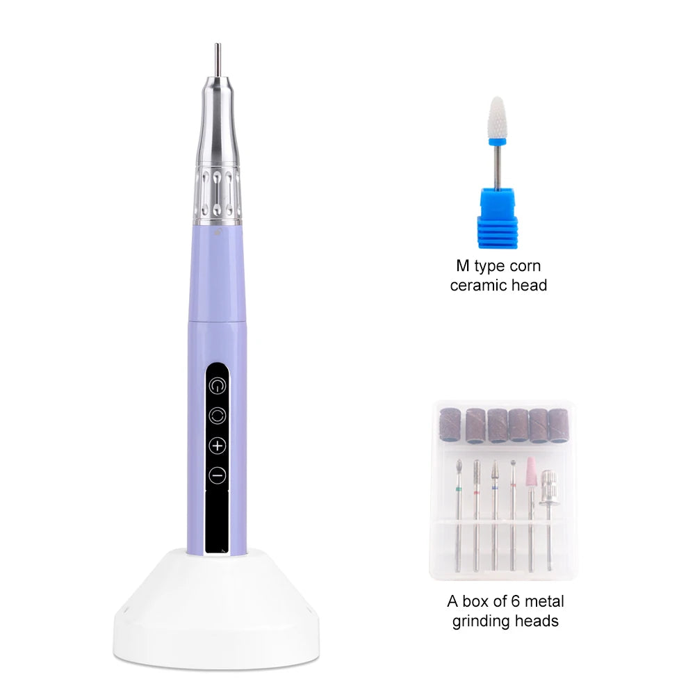 35000RPM Wireless Portable USB Pen Nail Drill Professional Rechargeable Manicure Electric Nail Cuticle File Nail Polisher Tools