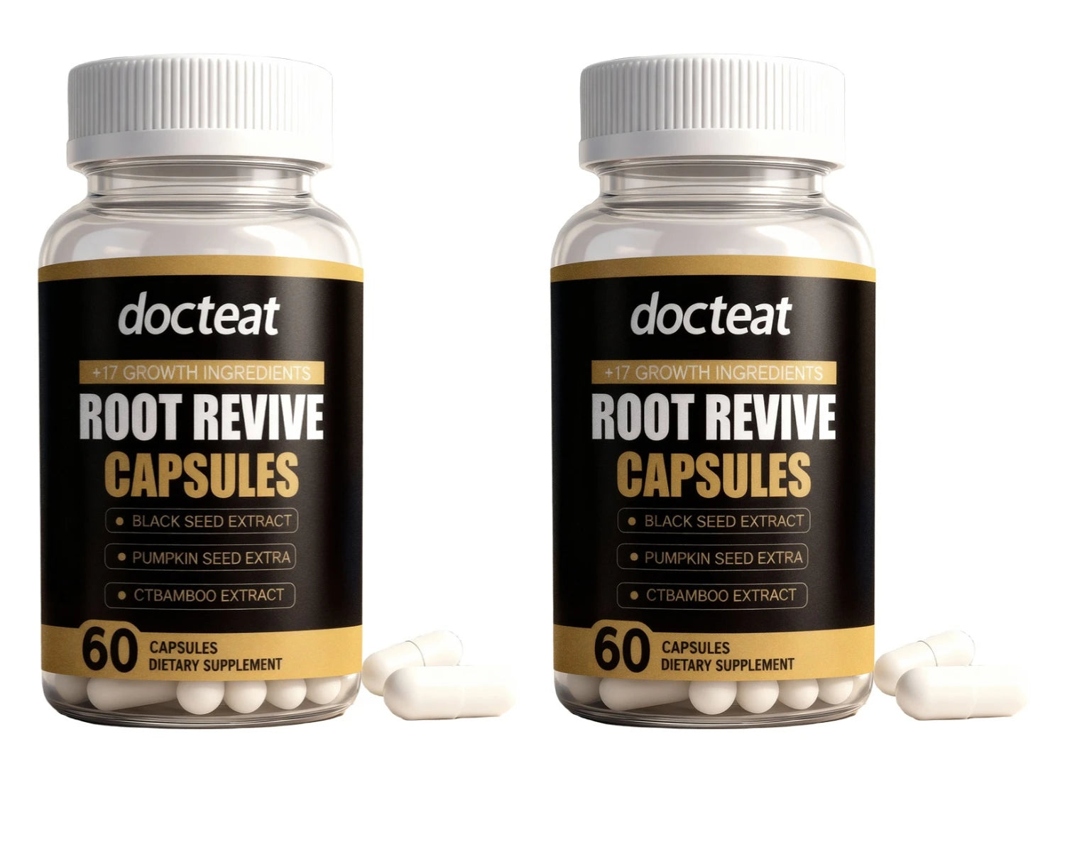 Root Revive Hair Wellness Capsules with Biotin Black Seed Pumpkin Seed Bamboo Supports Healthy Looking Hair Scalp 60 Capsules