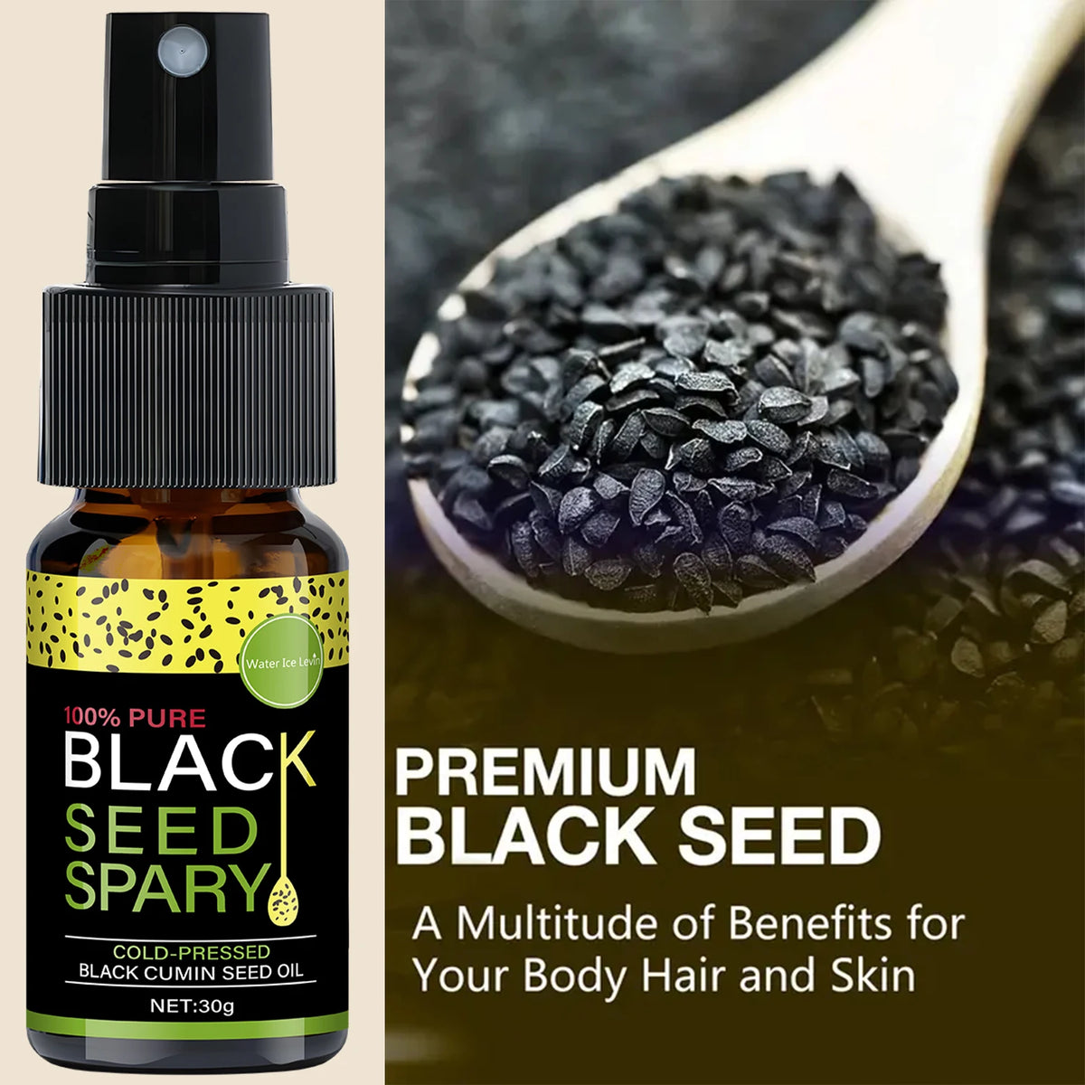 100% Pure Black Seed Oil Spray - Cold-Pressed Hair Treatment, Deep Nourishment, Frizz Control, Winter Shine Care