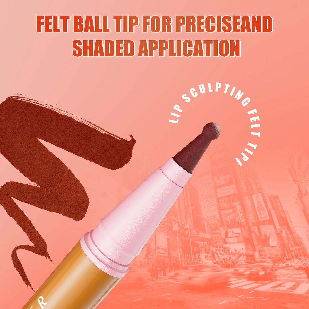 Longwear Liquid Lip Liner Waterproof, 24 Hour Long Lasting Lip Liner Stain Marker Pen, 2-in-1 Matte Semi Permanent Lipliner