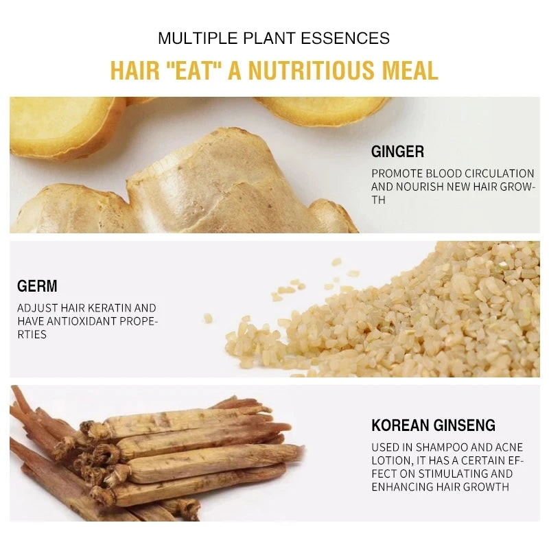 PURC Ginger Shampoo for Thinning Hair Repair Damaged Frizz Thickening Shampoo Hair Care