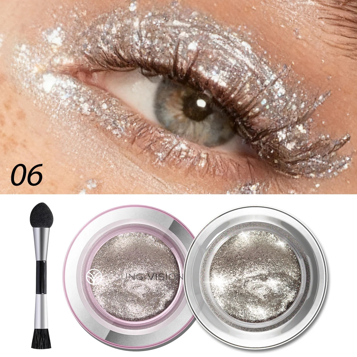 1pcs highlighter liquid eye shadow, waterproof, non-greasy, long-lasting highlight & smoky eye shadow with makeup brush,