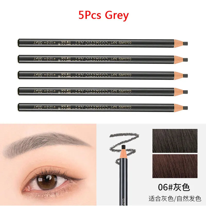 5Pcs Long Lasting Eyebrow Pencil Waterproof Tattoo Pen Eyeliner Black Brown Gray Natural Pull Eye Brow Enhancers Cosmetics Tool