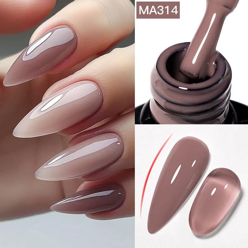 MEET ACROSS 7ml Pink Glitter Rubber Base Nail Gel Polish Sparkling Gold Foil DIY Nail Art Painting Gel Long Lasting Varnish