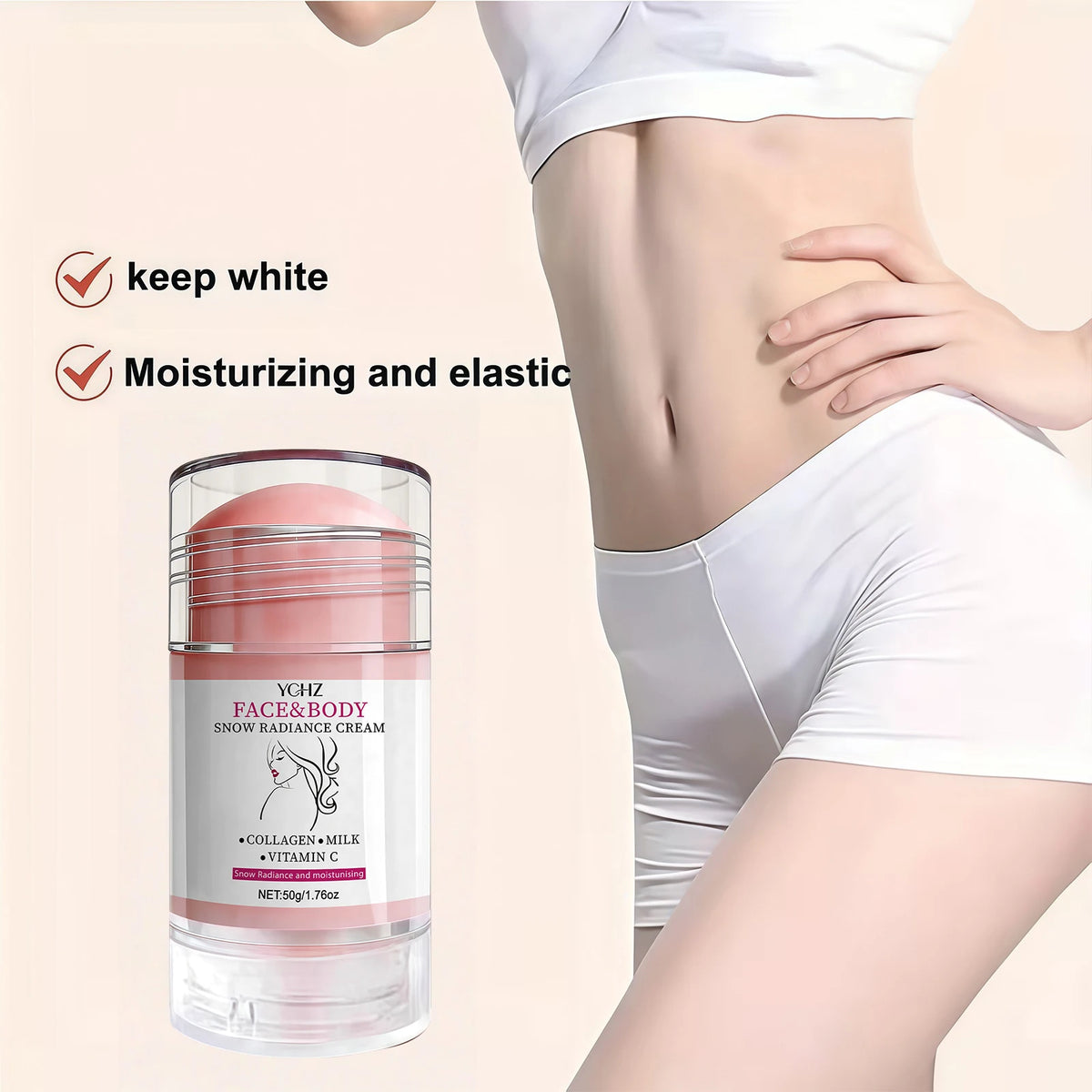 Facial and Body Brightening Stick - Brightening Cream, Perfect for Use on the Face, Neck, Underarms, Joints, Etc., Gentle Formula, Provides Brightening and Moisturizing, Suitable for Both Men and Women, 50g
