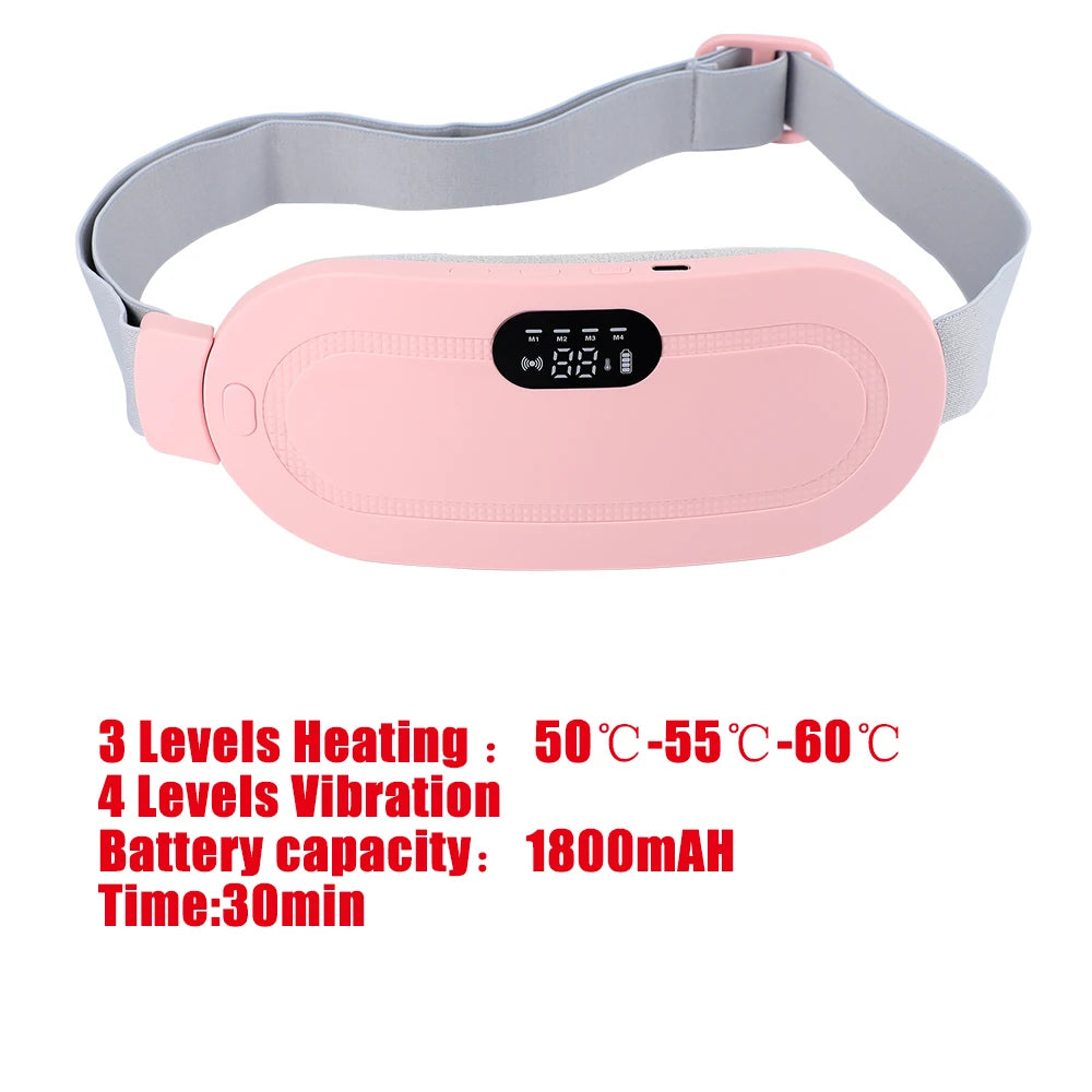 Women Menstrual Heating Pad Abdominal Warmer Belt Electric Waist Massager Vibration for Period Cramps Comfort Portable Gift