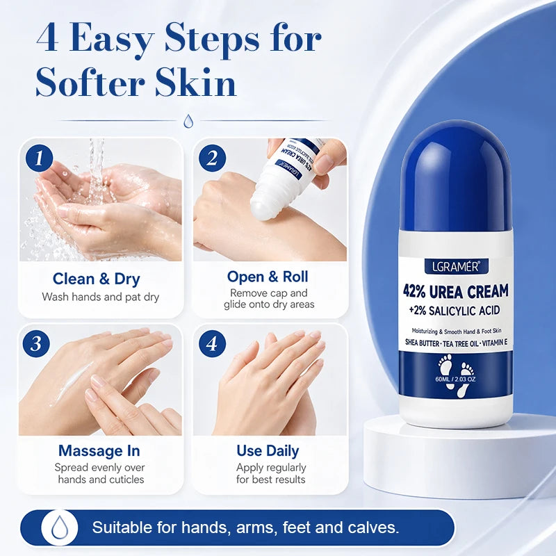 42% Urea Foot Cream+2% Salicylic Acid,Hand & Feet Care Stick,Moisturizing Anti Cracked Heel Cuticle Cream Roller For Dry Skin