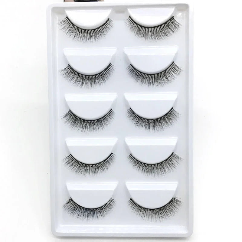 AMSNCN NEW 5Pair 100% Real 3D Mink Lashes Soft Natural False Eyelashes Makeup Long Eye Lashes Eyelash Extension CiliosH13mini