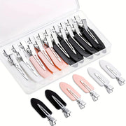 12pcs Black And White Pink Simple And Fashionable Women's Seamless Bangs Hair Clips Makeup Seamless Hair Clips Side Clips Suitab