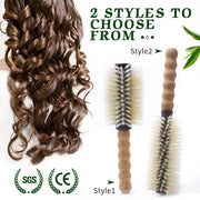1PC Women Boar Bristle Round Hair Brush Cork Handle Barrel Curling Styling Comb Anti-Static Wood Handle Hairdressing Tool