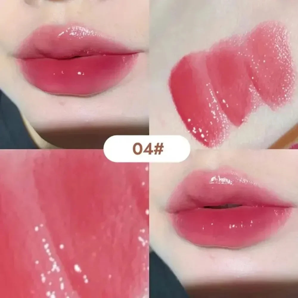 6 Colors Silky Glossy Lipstick Gege Bear Pump Lips Moisture Water  Comfortable Ultra Sheen Non-Stick Cup Lip Balm