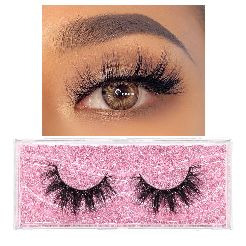 FOXESJI Makeup Eyelashes 3D Mink Lashes Natural Long Lasting Wispy Soft Eyelash Extension Fluffy Eye Lashes Mink False Eyelashes