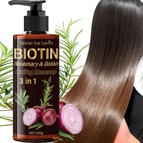 Biotin Shampoo 3-in-1, Moisturizing and Rich in Onion Extract Foam, Hydrates and Adds Shine for 72 Hours, Gently Massages and Cleanses for Hair That Is Fluffy and Smooth