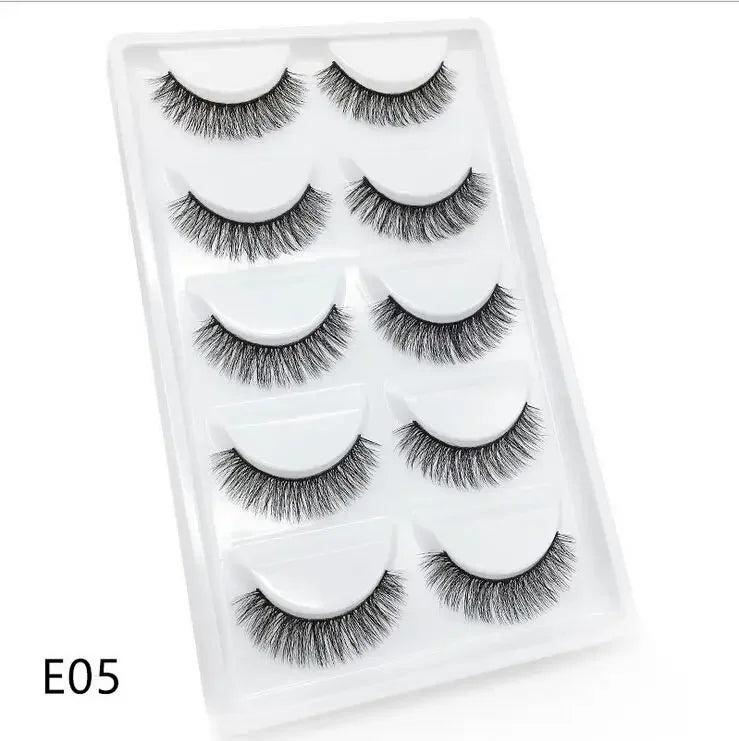 AMSNCN NEW 5Pair 100% Real 3D Mink Lashes Soft Natural False Eyelashes Makeup Long Eye Lashes Eyelash Extension CiliosH13mini