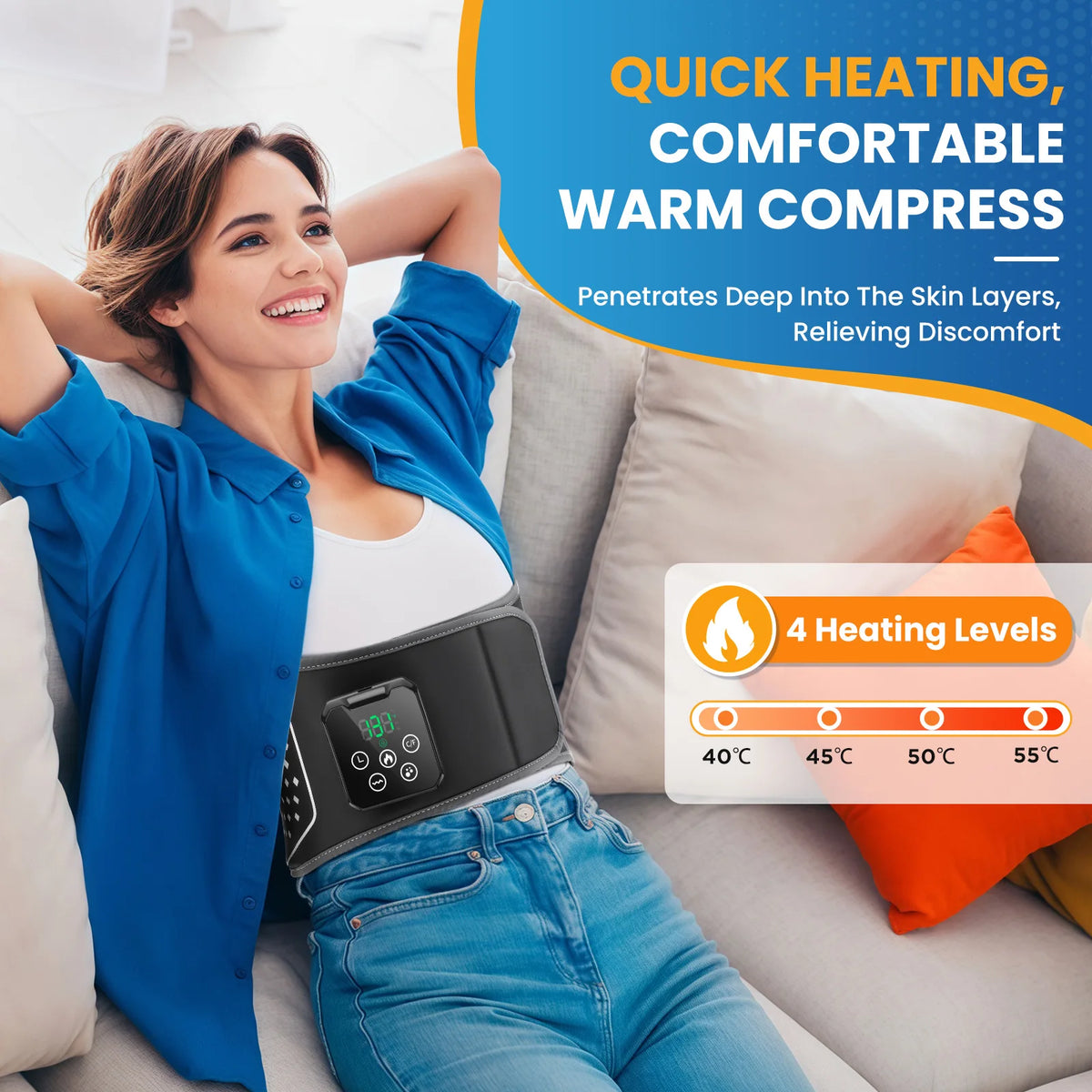 3 Modes Waist Massage Belt Air Compression Heating Vibration Electric Back Waist Massager Pad Fatigue Relief  Hot Compress Brace