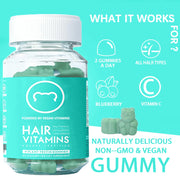 Premium Vegan Hair Vitamins Supplement - Hair, Skins & Nails Collagen & Biotin Gummies, Hair Growth Fast Gummy for Men & Women