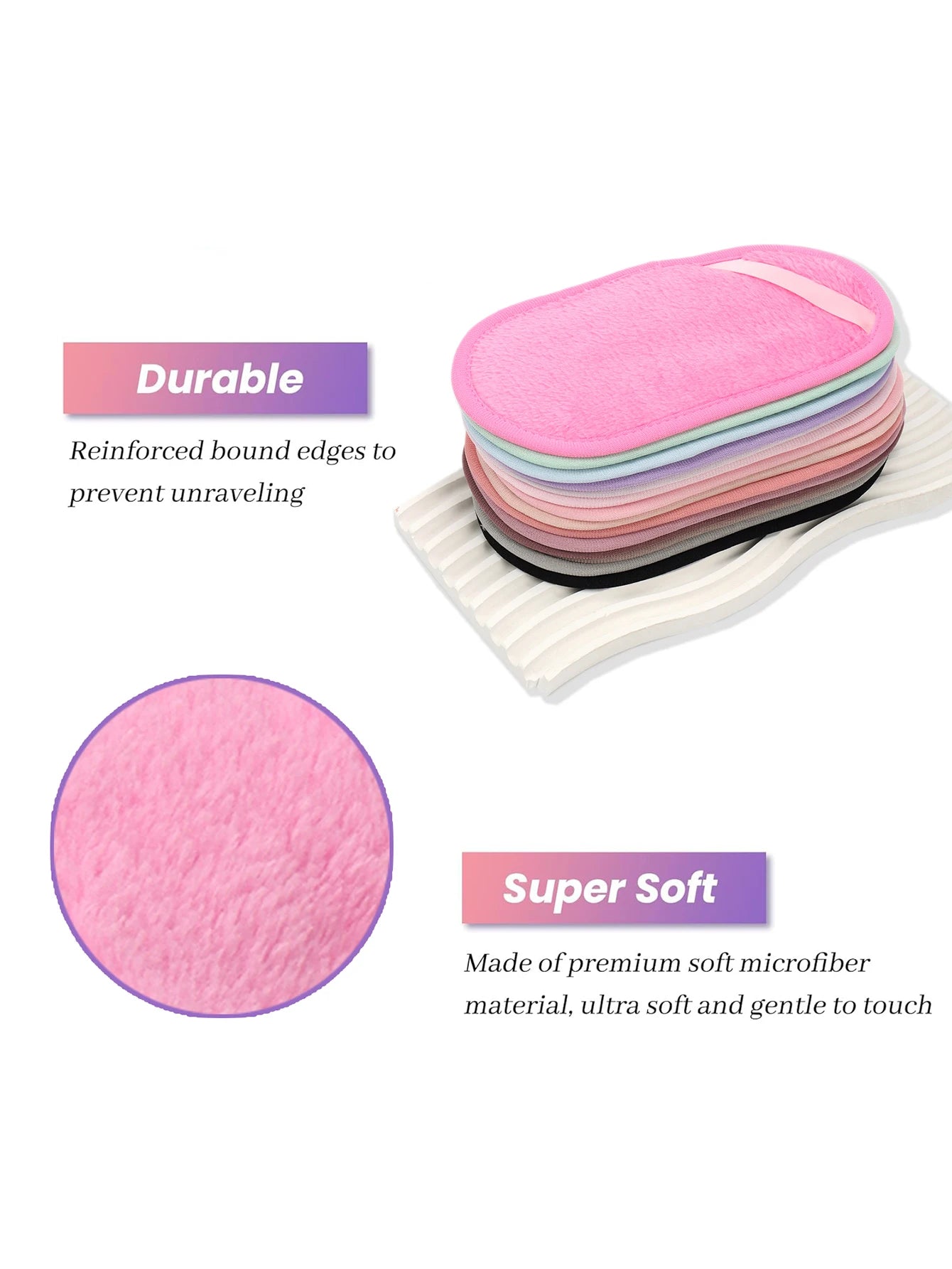 1020 Long Bandage Cleaning Wipes 6Pcs, Machine Washable, Reusable Makeup Remover Tools, Suitable for All Skin Types