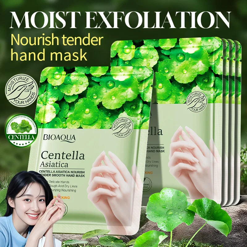 5 Pairs BIOAQUA Asiatic Centella Hand Mask Whitening Moisturizing Anit-Aging Anti Wrinkles Exfoliating Hand Gloves Exfoliator