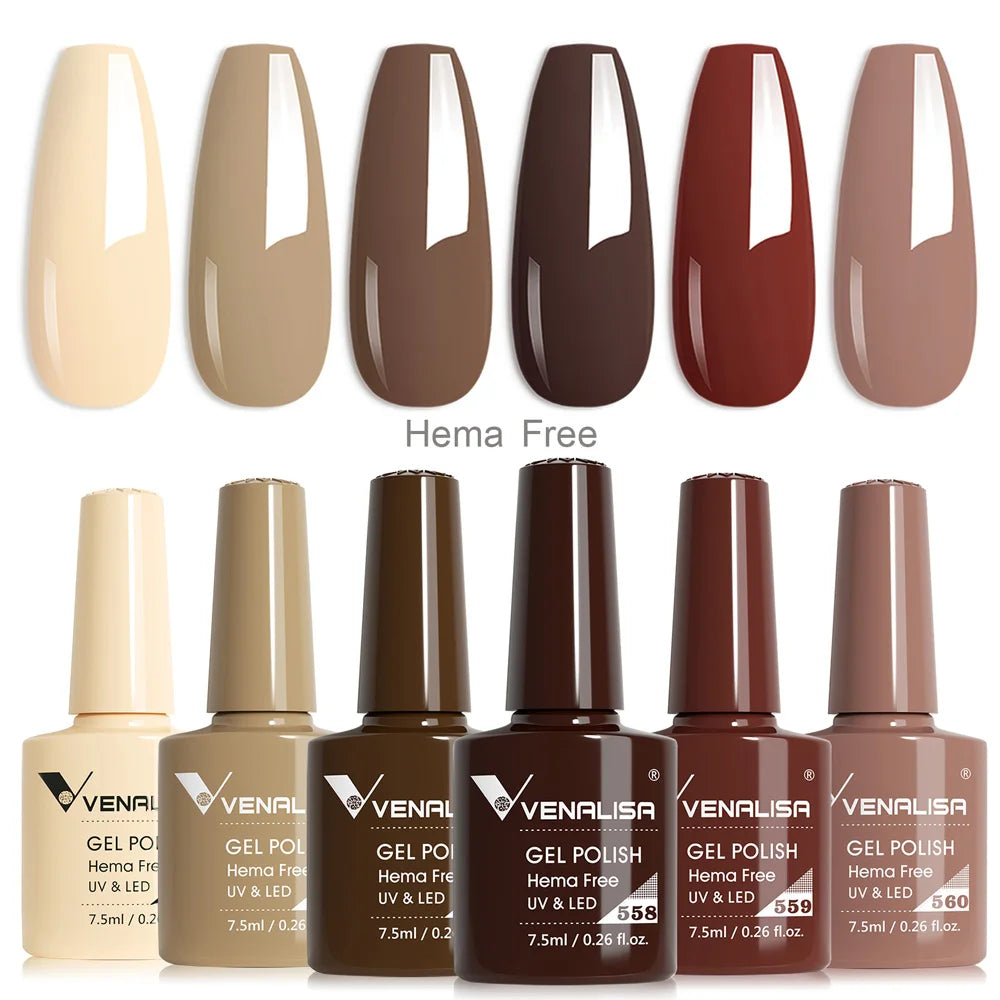 Venalisa Nail Gel Polish Kit HEMA TPO FREE Nude Pink Color Collection Self Leveling Full Coverage Nail Manicure Set 6Pcs Kit