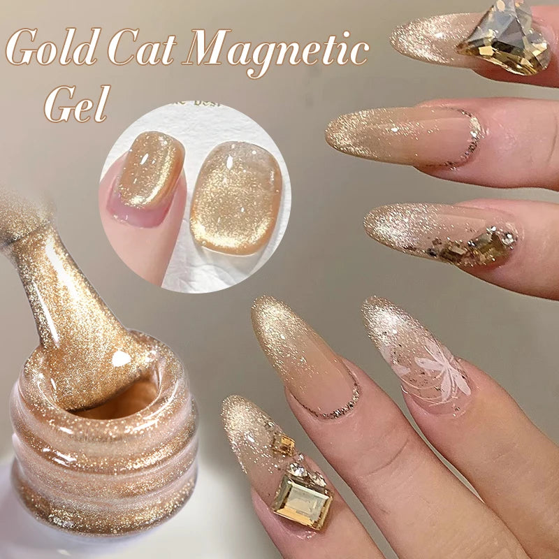BORN PRETTY 10ml Cat Magnetic Gel Sparkling Ultra Gold Glitter Soak Off UV LED Gel Nail Art Varnish Manicure Valentine's Day