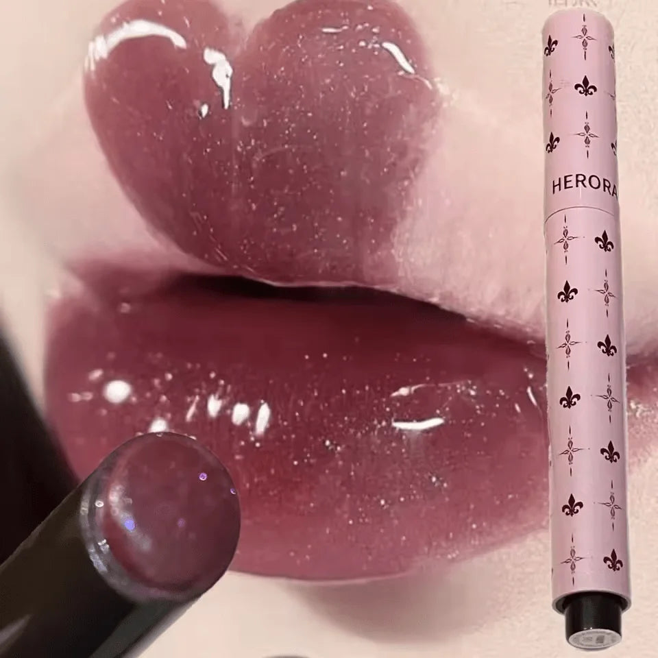 Herorange Starry Solid Lip Gloss Long Lasting Moisturizing Non-Sticky Non-Cup Stain Fine Glitter Glossy Lip Makeup Gift
