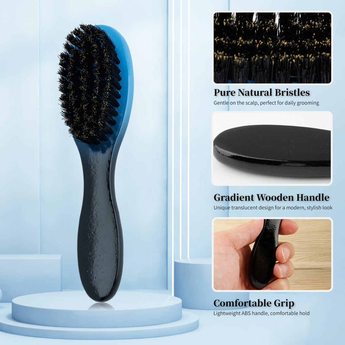 1/2/4pcs Boar Bristle Beard Brush Wood Handle Hair Brush for Men's Mustache Shaving Comb Face Massage Facial Hair Cleaning Br