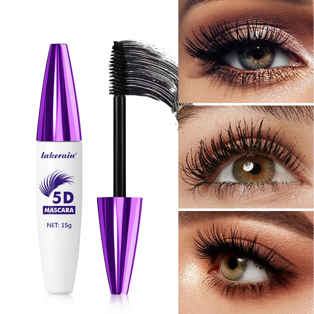 5D Mascara Waterproof Thickening Lengthening Curling Liquid Fiber Mascara Long-Lasting Curling Eyelash Extension Cosmetics