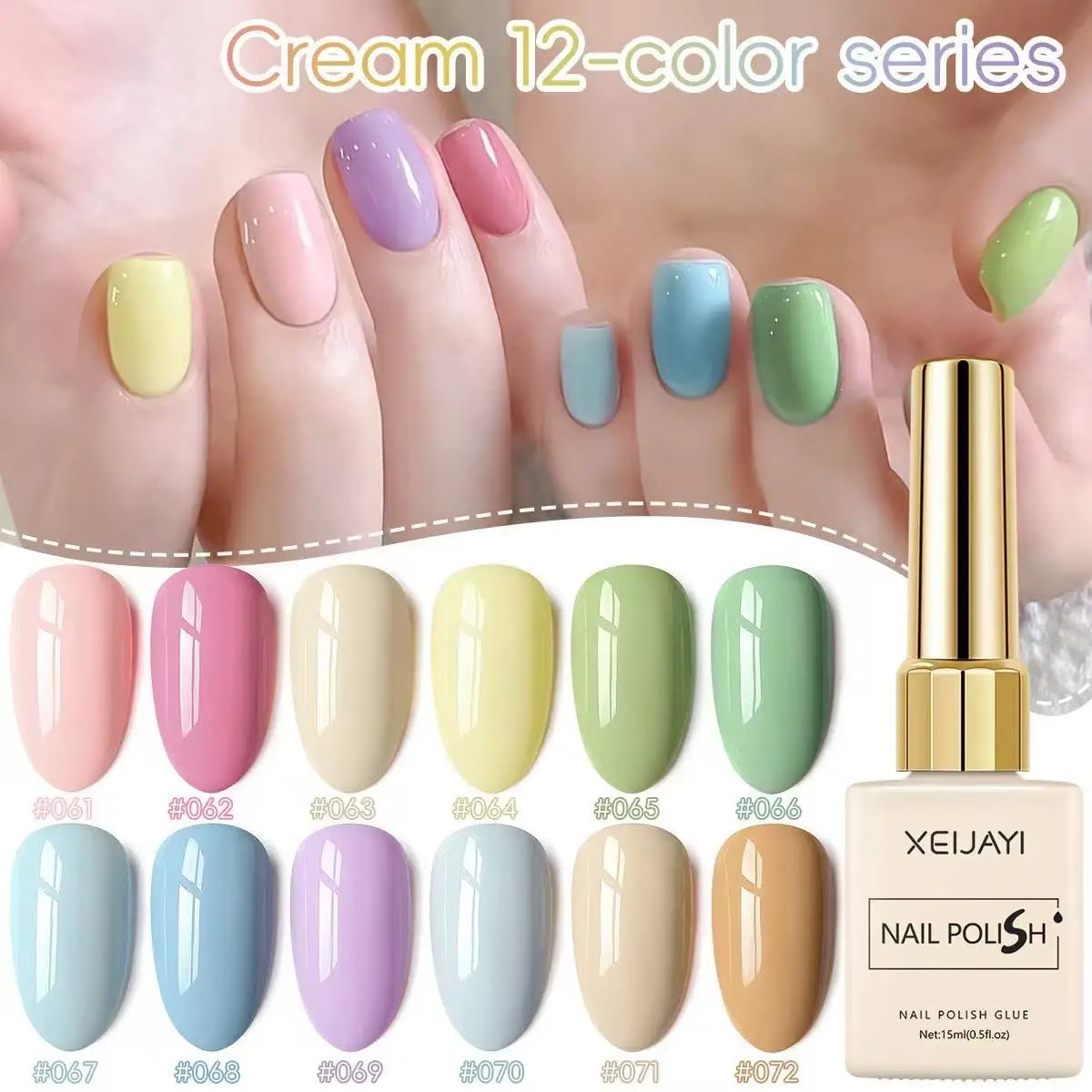 XEIJAYI Macaroon Gel Nail Polish Set 12 Colors High Gloss Shine Long-Lasting UV LED Soak Off Gel Non-Alcohol Formula Nail Art