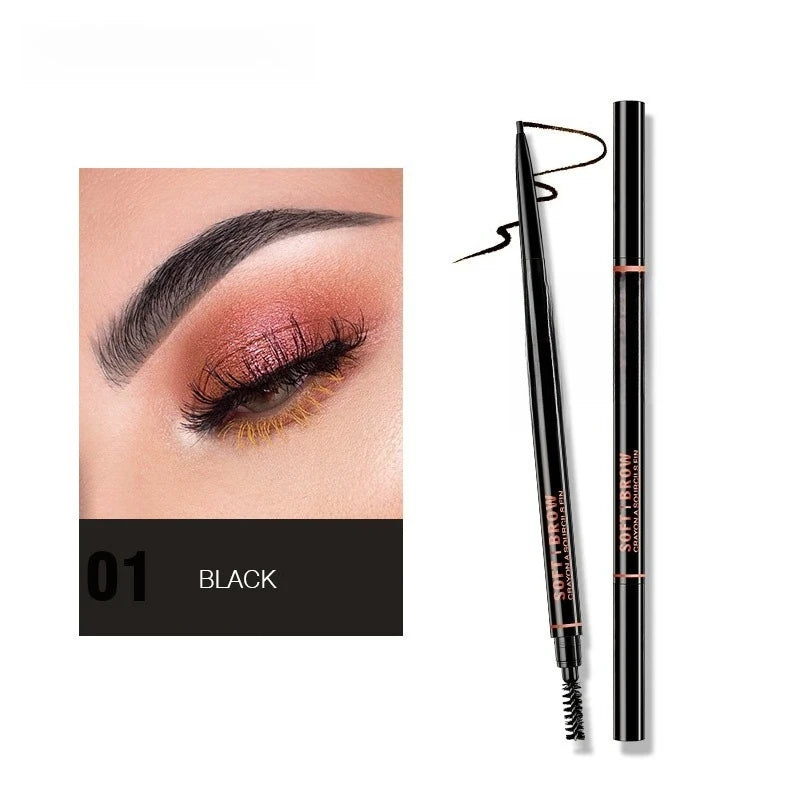 Double headed Rotable Eyebrow Pen with a 1.5mm diameter Fine refill Waterproof Wild Eyebrow Pen and Eyebrow Brush